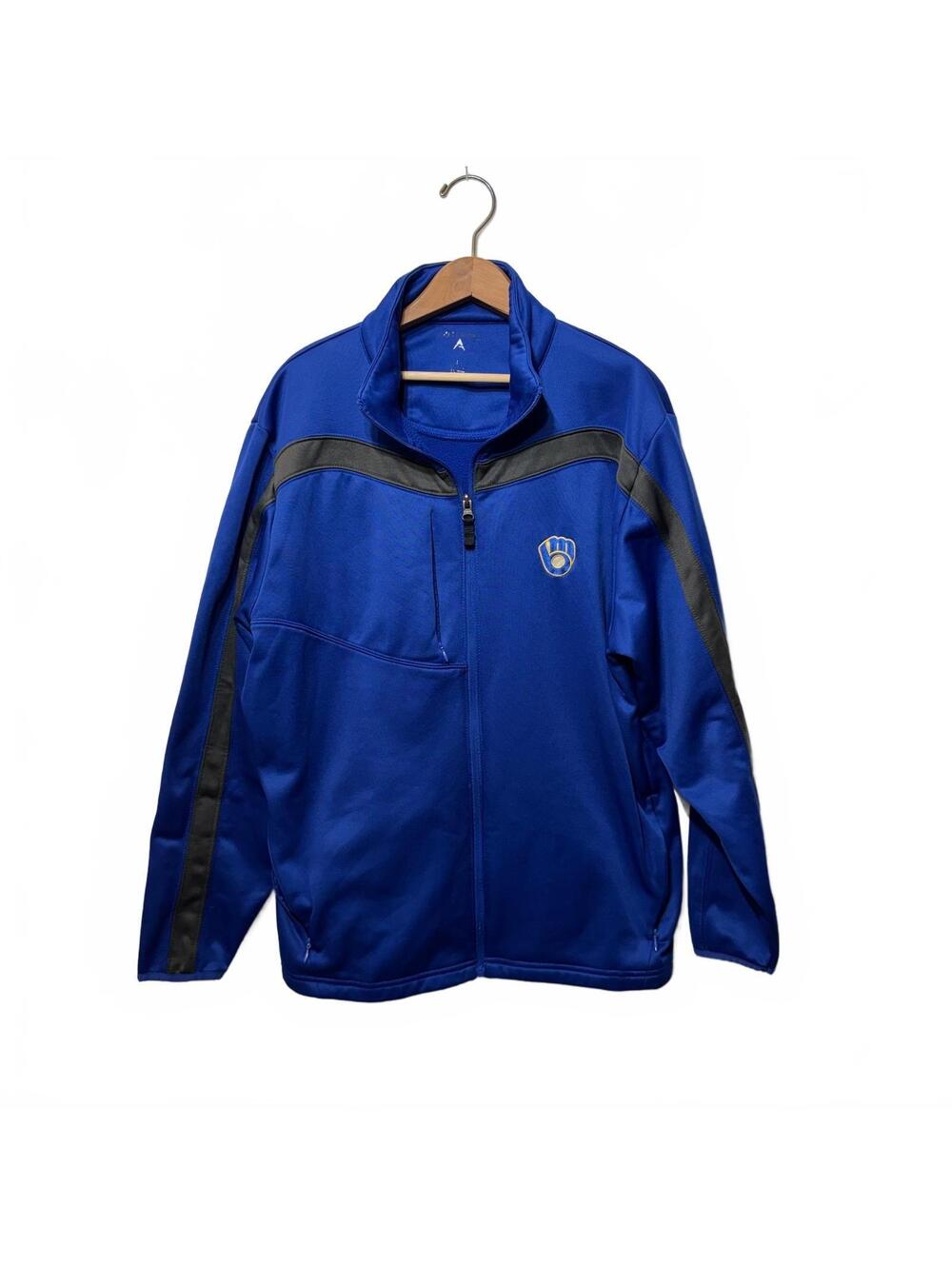 Antigua Milwaukee Brewers Blue Quarter Zip Pullover Sz Large